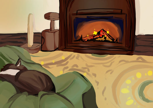 Kitty by the Fire - 5x7 Print